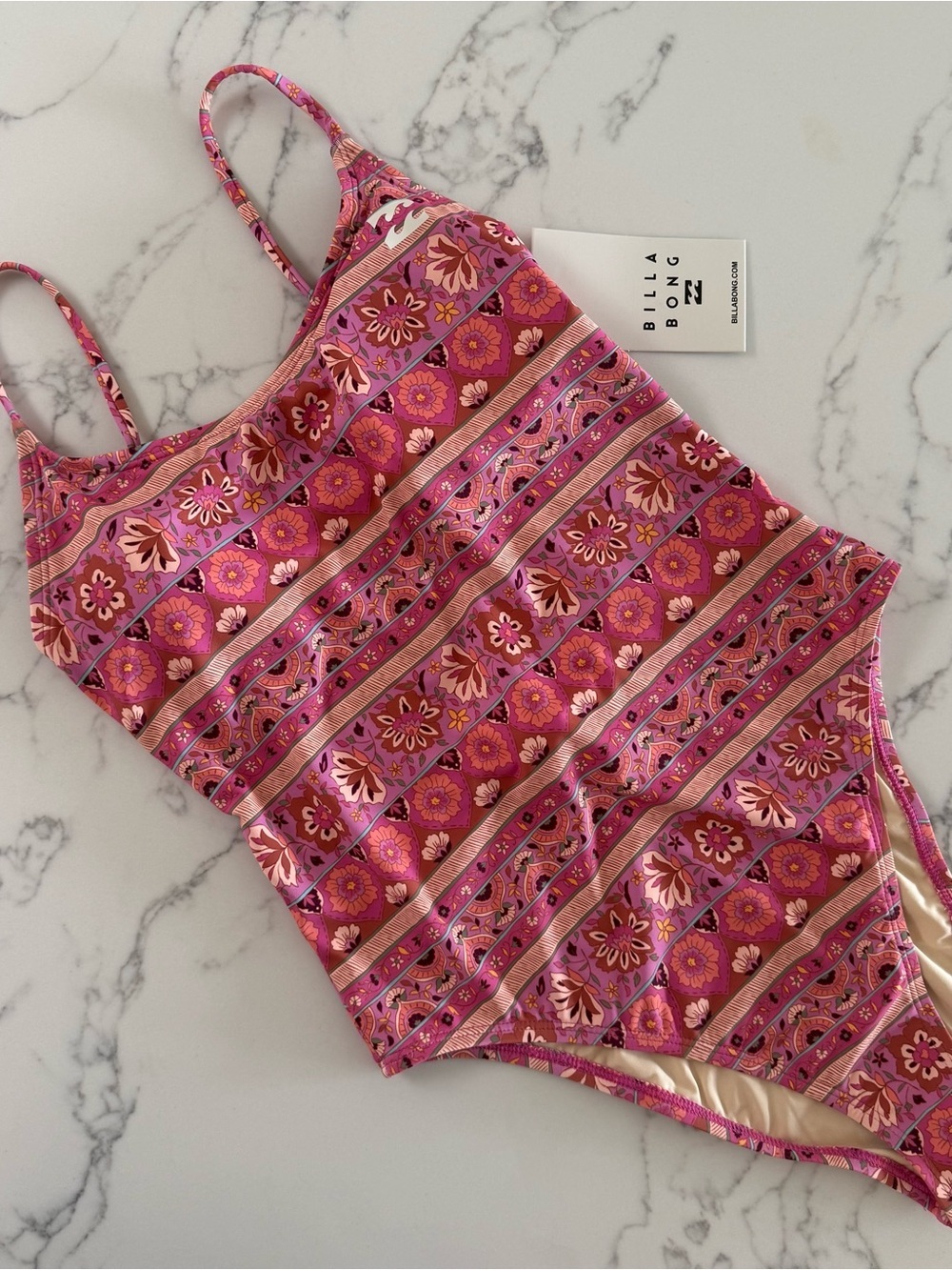 Billabong Beach Babe One Piece Swimsuit - Berry Pink - Size Large